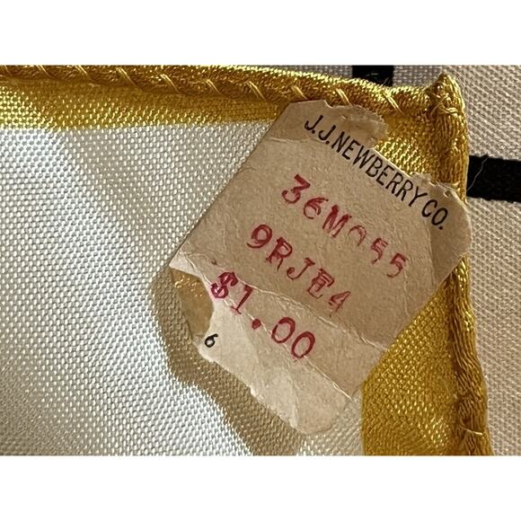 Vintage Scarf Yellow Pink Flowers Large 33.5 X 32” Silky Feel New Old Stock - Picture 4 of 5